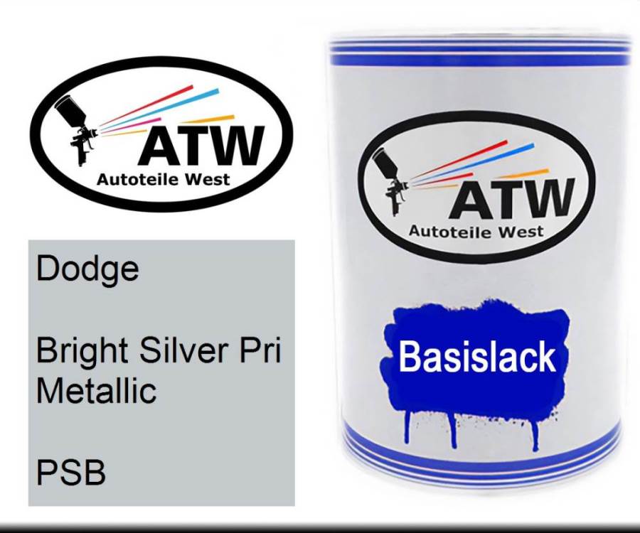 Dodge, Bright Silver Pri Metallic, PSB: 500ml Lackdose, von ATW Autoteile West.